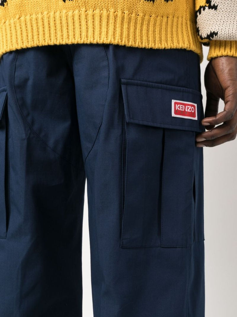 Blue Straight-leg Cargo Trousers