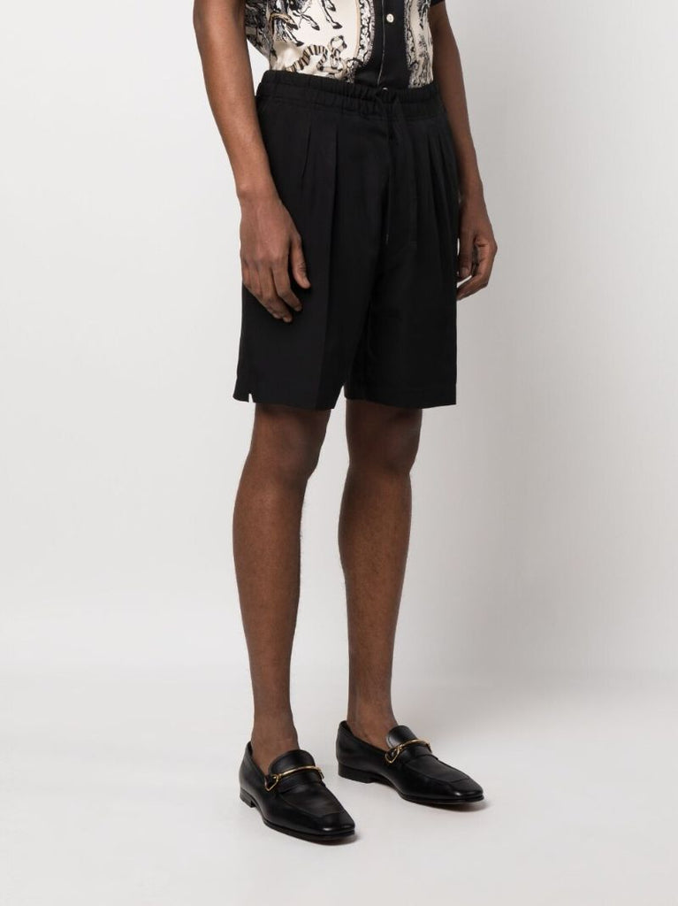 Black Drawstring Lyocell Bermuda Shorts