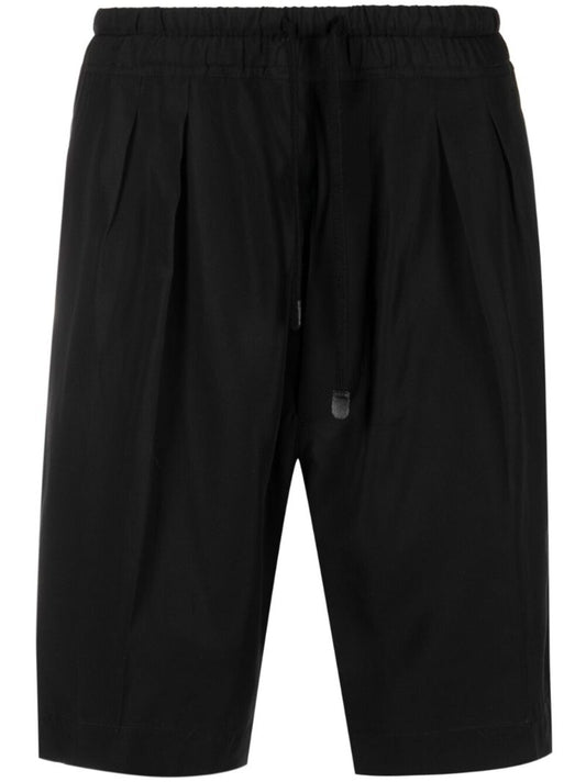 Black Drawstring Lyocell Bermuda Shorts