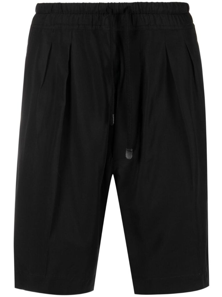 Black Drawstring Lyocell Bermuda Shorts