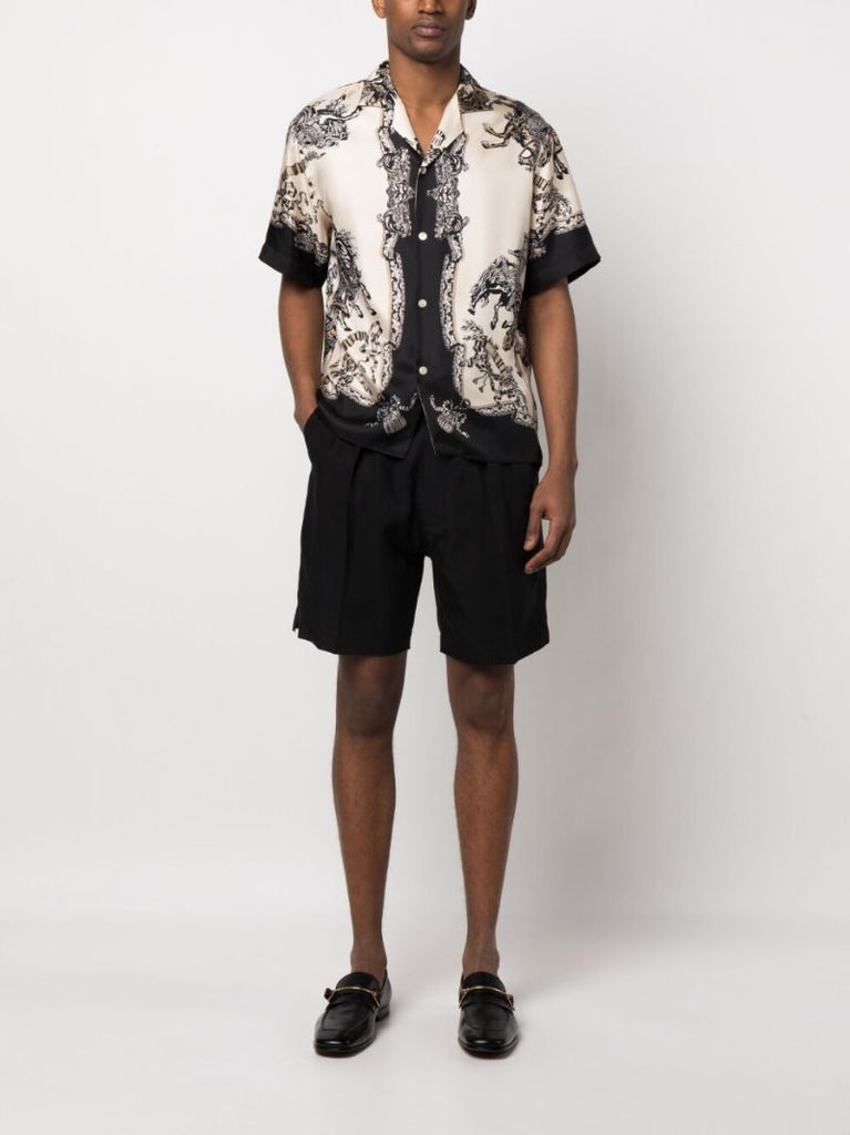 Black Drawstring Lyocell Bermuda Shorts