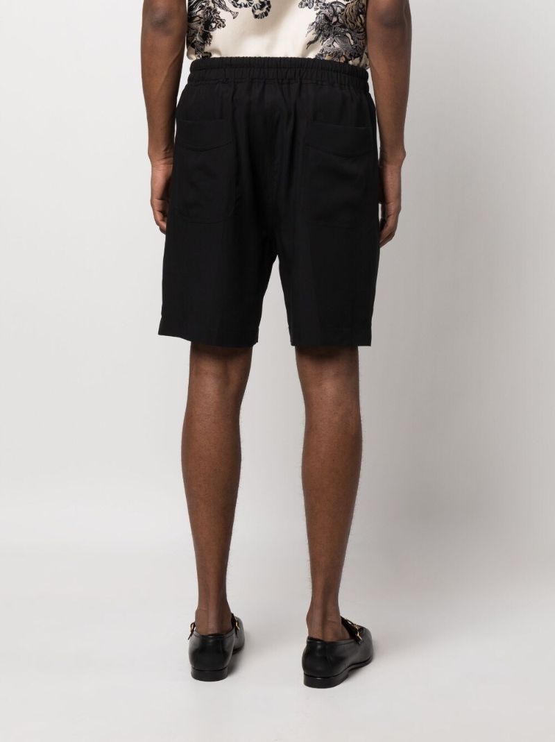 Black Drawstring Lyocell Bermuda Shorts