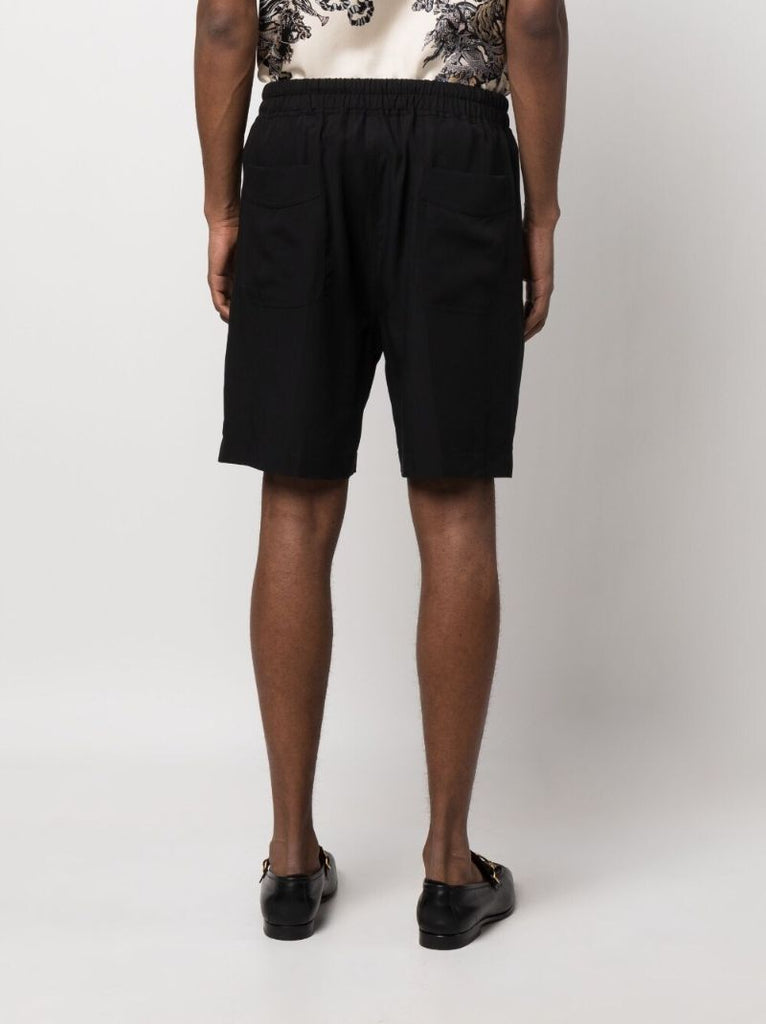 Black Drawstring Lyocell Bermuda Shorts