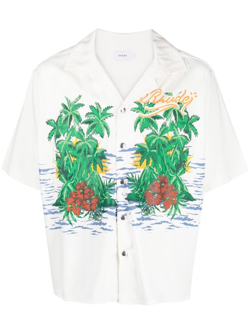 White Palmas Snap Short Sleeve Shirt