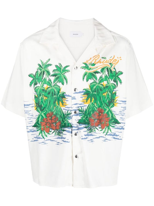 White Palmas Snap Short Sleeve Shirt