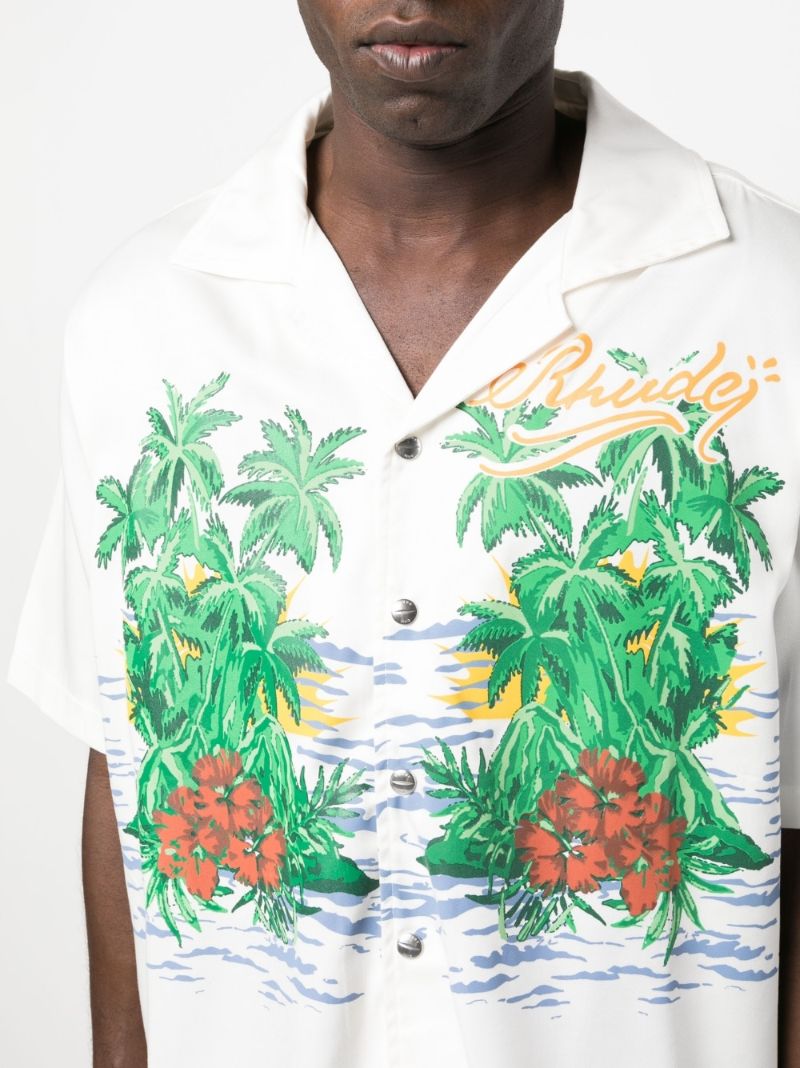 White Palmas Snap Short Sleeve Shirt