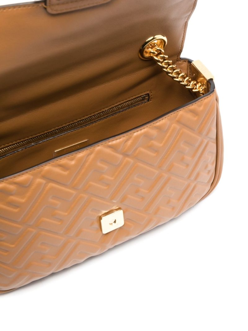 Brown Medium Baguette Chain Shoulder Bag
