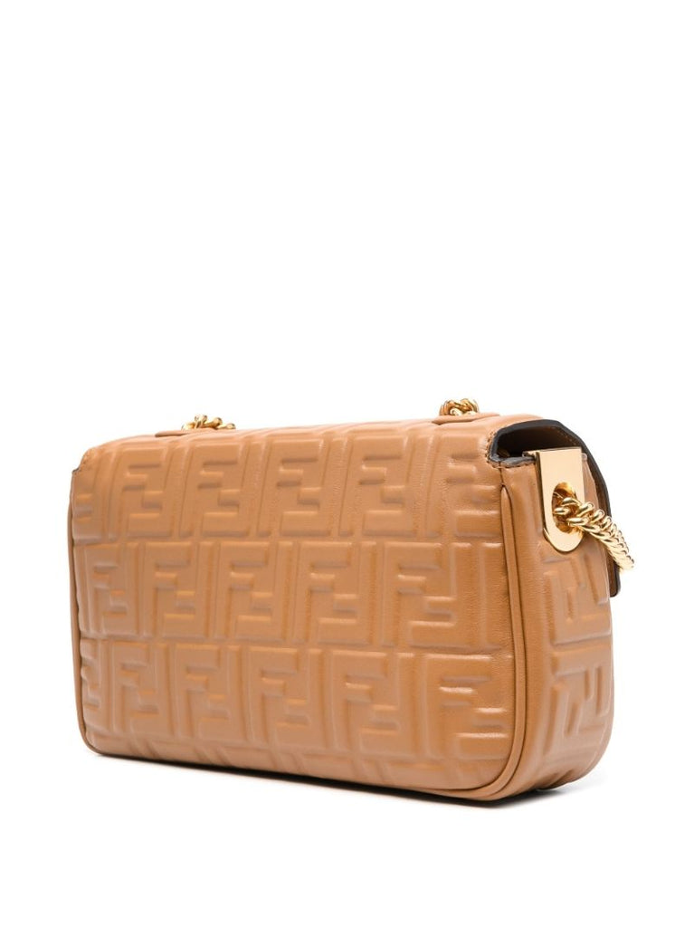 Brown Medium Baguette Chain Shoulder Bag