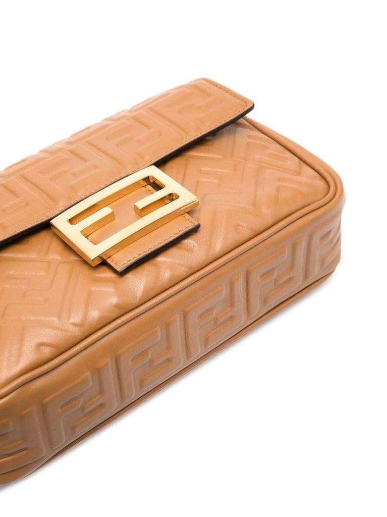 Brown Medium Baguette Chain Shoulder Bag