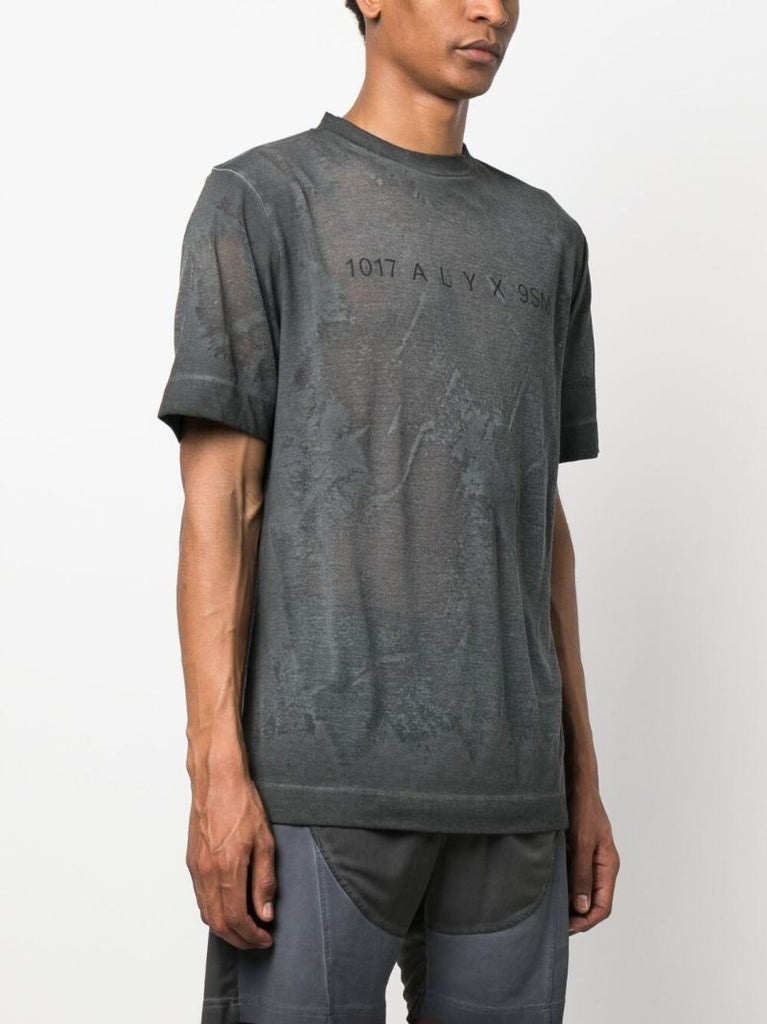 Black Translucent Graphic Print T-shirt