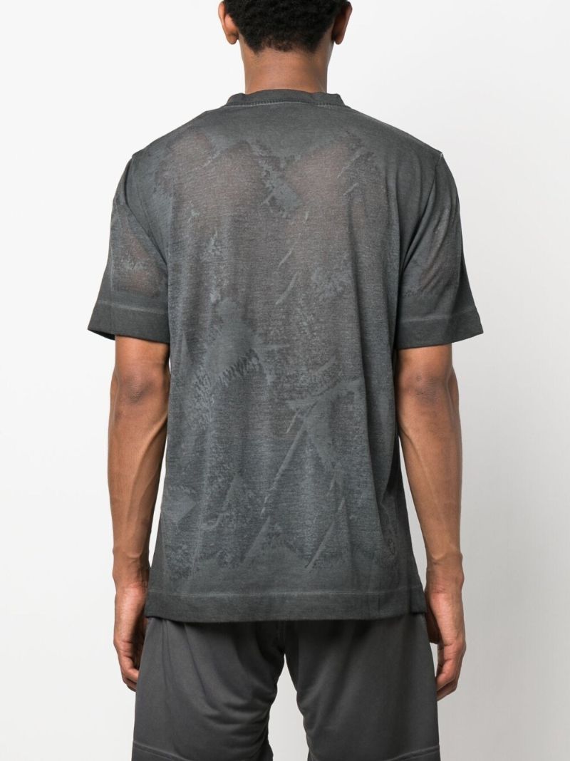Black Translucent Graphic Print T-shirt