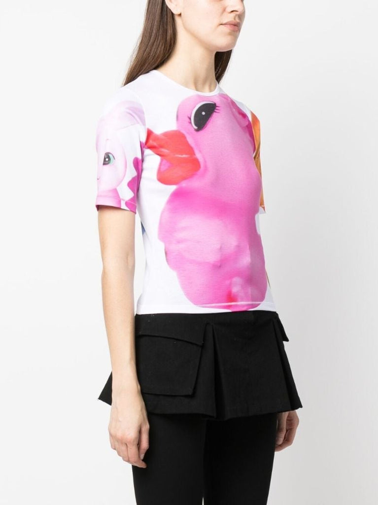 White Duck-print T-shirt