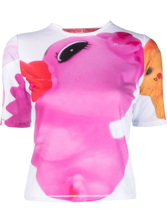 White Duck-print T-shirt