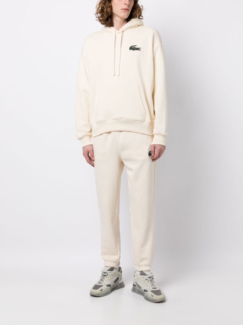 White Logo Patch Drawstring Hoodie