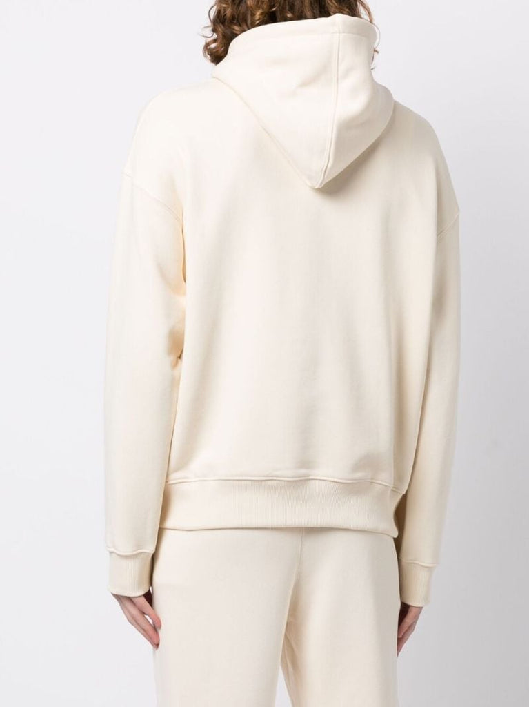 White Logo Patch Drawstring Hoodie