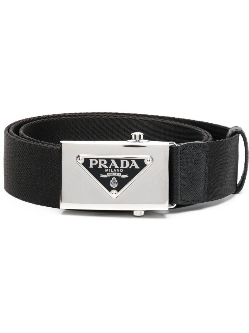 Black Logo-plaque Re-nylon Belt