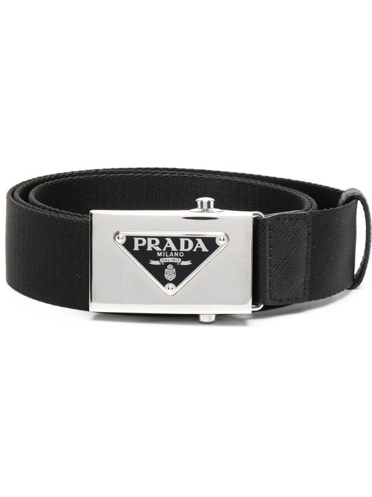 Black Logo-plaque Re-nylon Belt