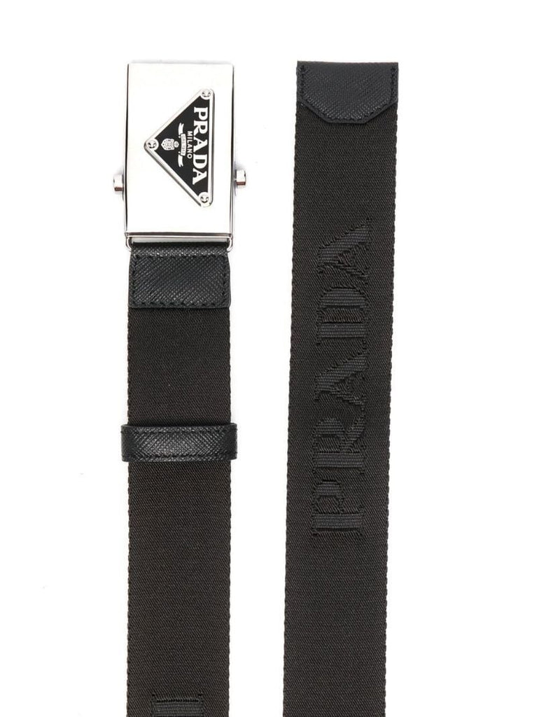 Black Logo-plaque Re-nylon Belt