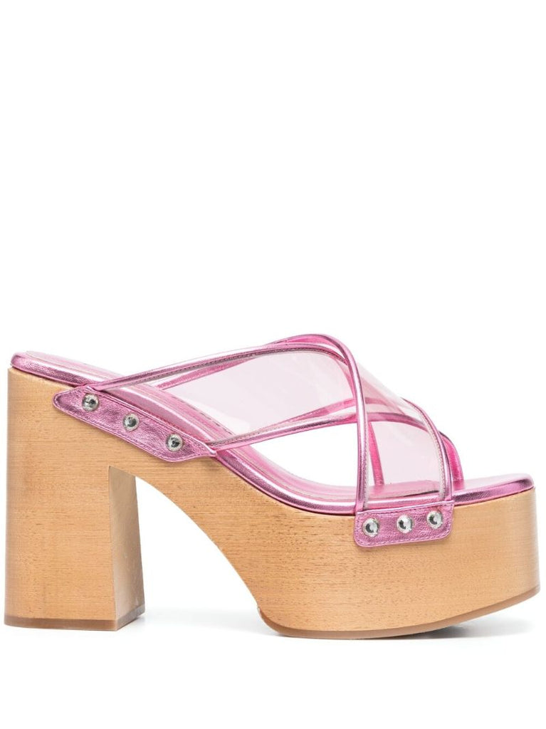 Pink 115 Open-toe Platform Mules