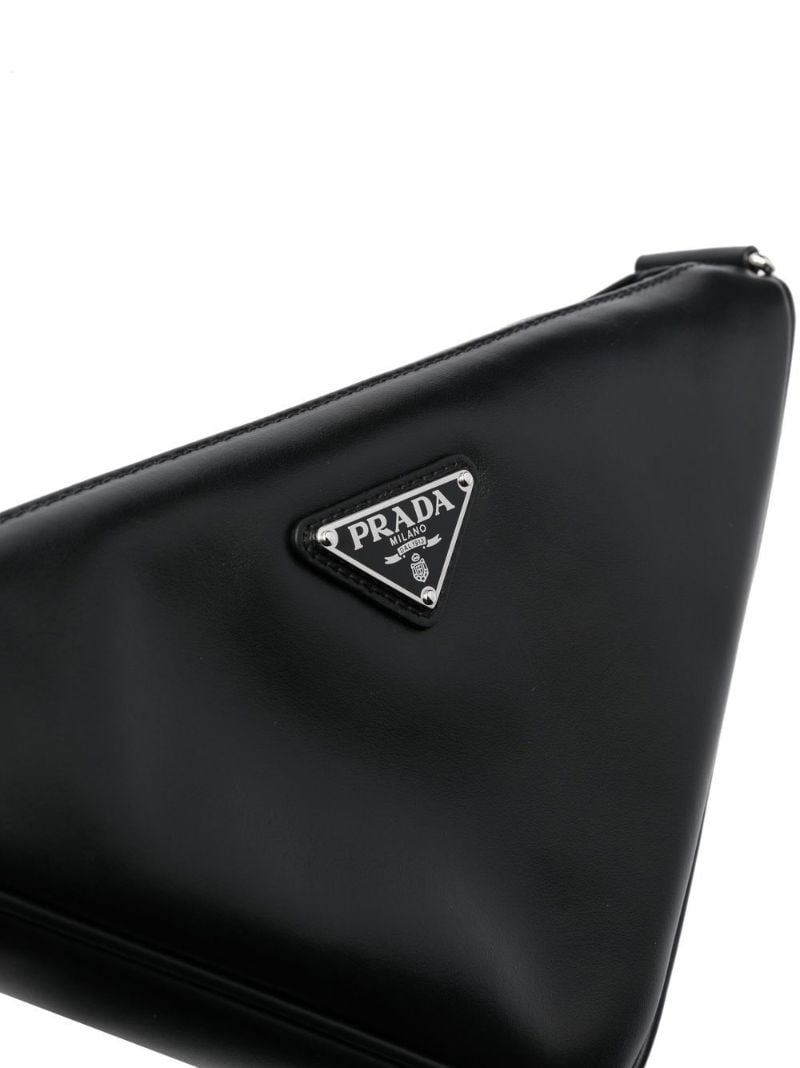 Black Triangle Leather Shoulder Bag