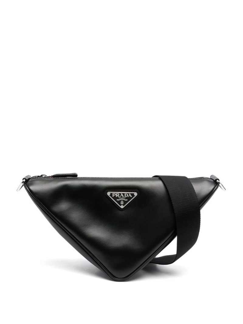 Black Triangle Leather Shoulder Bag