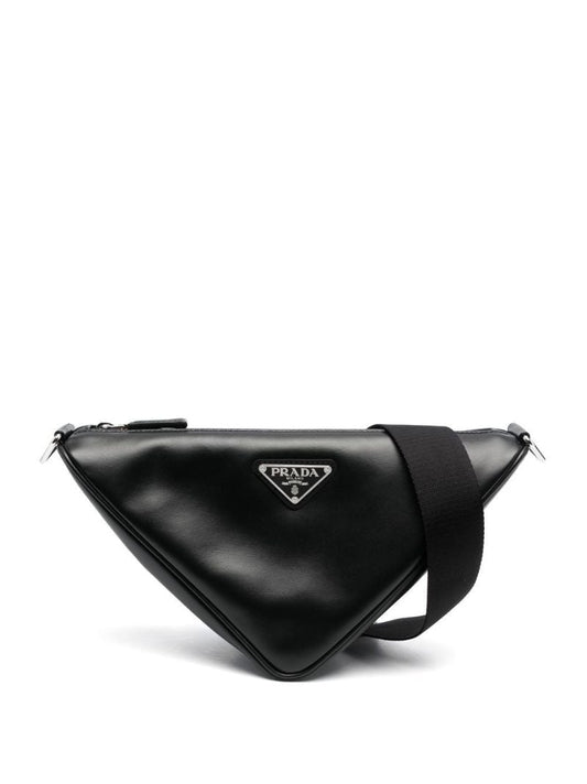 Black Triangle Leather Shoulder Bag