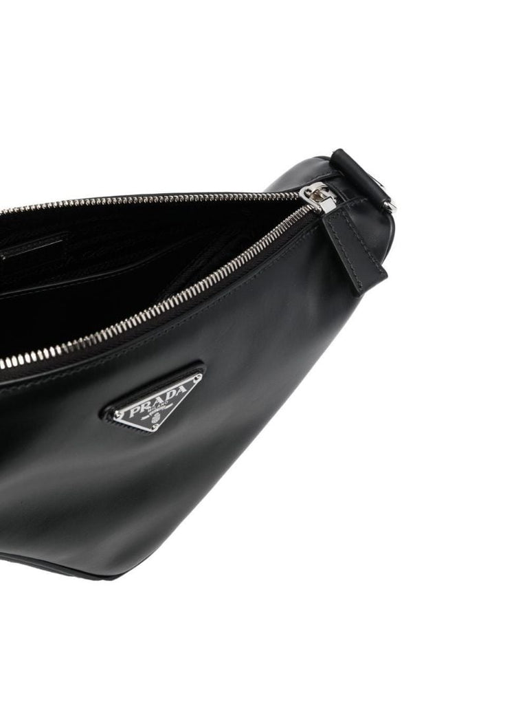 Black Triangle Leather Shoulder Bag