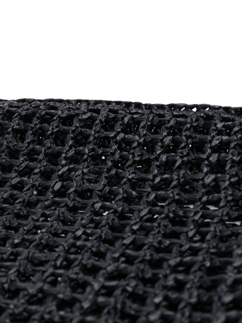 Black Logo-embroidered Raffia Tote Bag