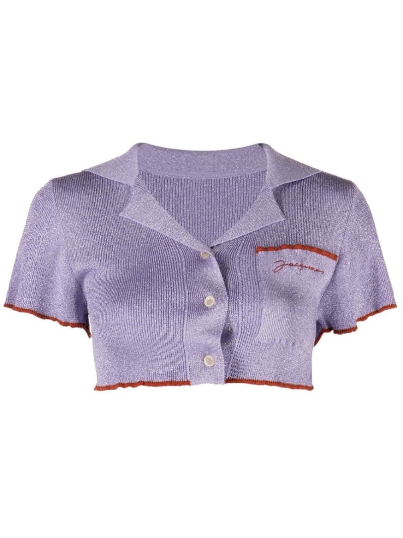 Purple Le Haut Brilho Knit Crop Top