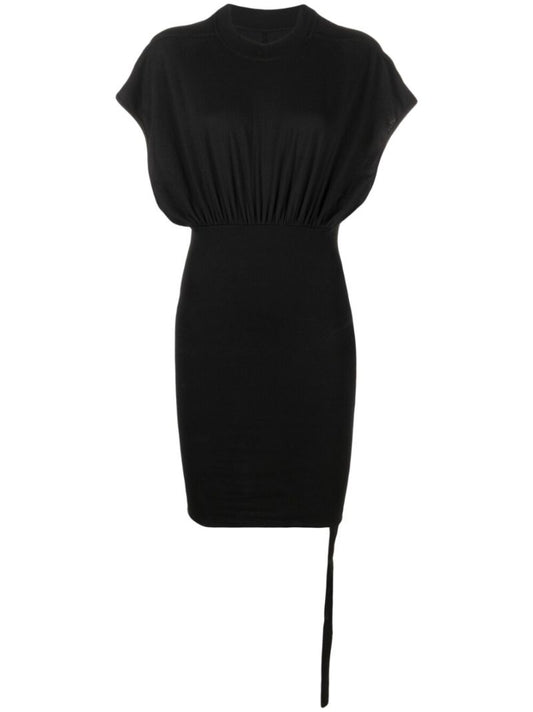 Black Draped Shift Mini Dress