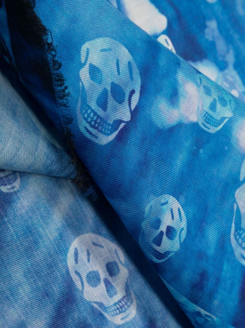 Blue Skull-print Wool Scarf