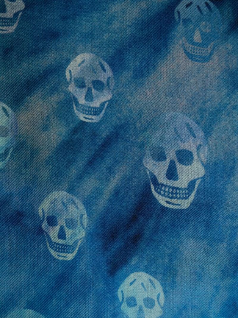 Blue Skull-print Wool Scarf