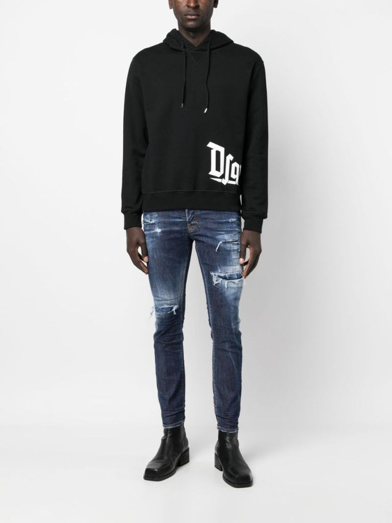 Black Logo-print Cotton Hoodie