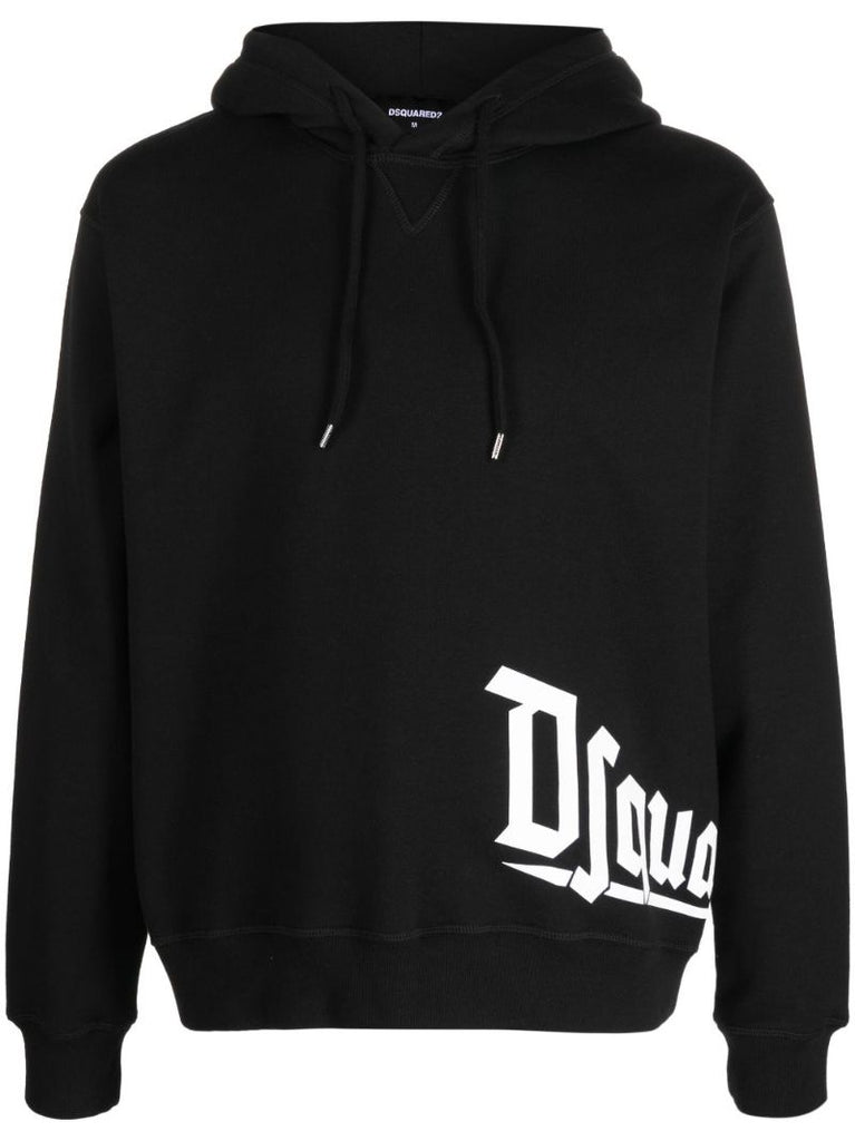 Black Logo-print Cotton Hoodie