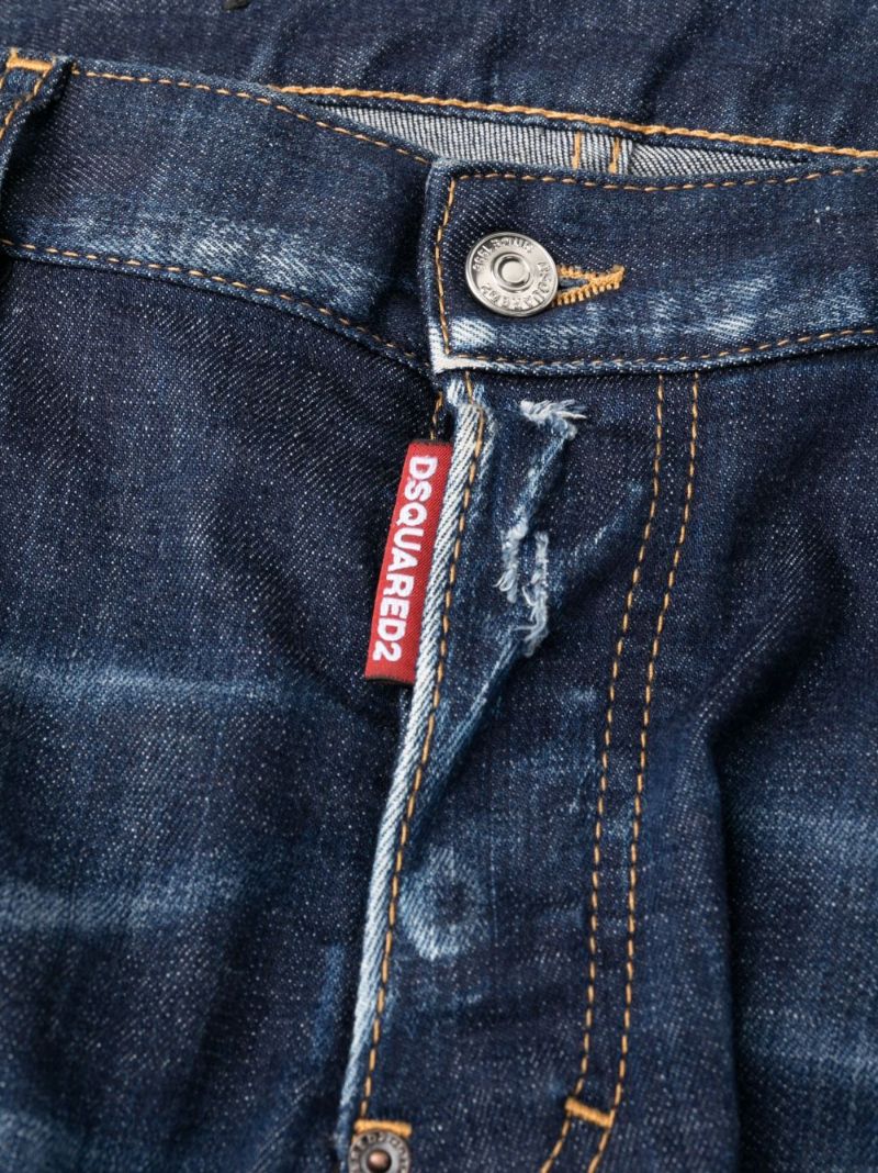 Blue Distressed Slim-leg Jeans