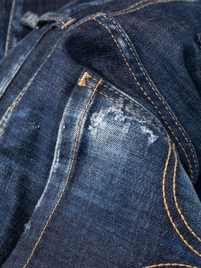 Blue Distressed Slim-leg Jeans