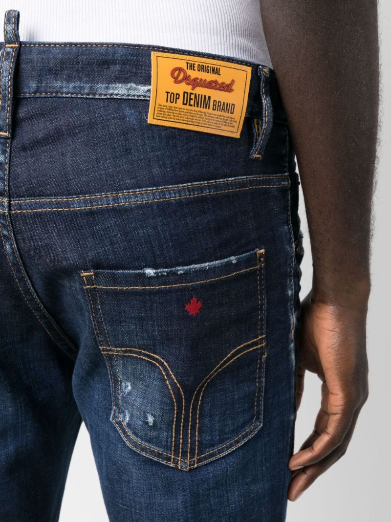 Blue Distressed Slim-leg Jeans