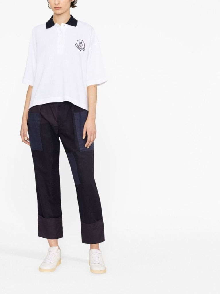 White Logo Print Polo Shirt