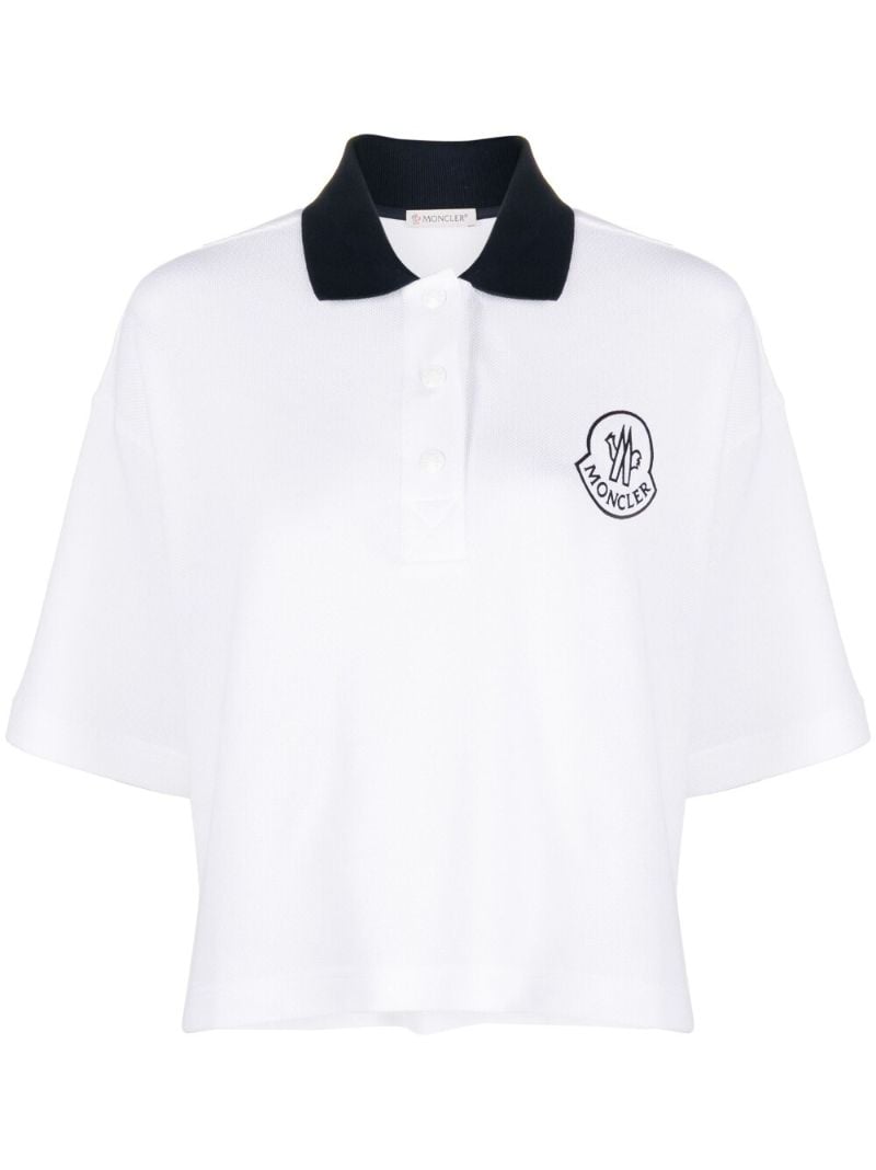 White Logo Print Polo Shirt