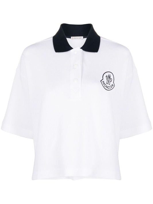 White Logo Print Polo Shirt