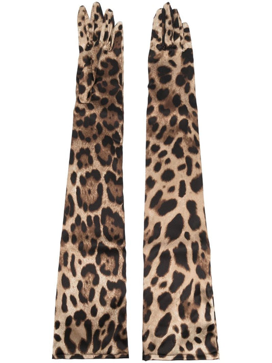 X Kim Kardashian Brown Leopard Print Long Gloves