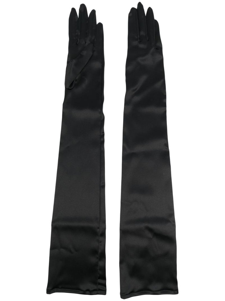 Black Silk Long Gloves