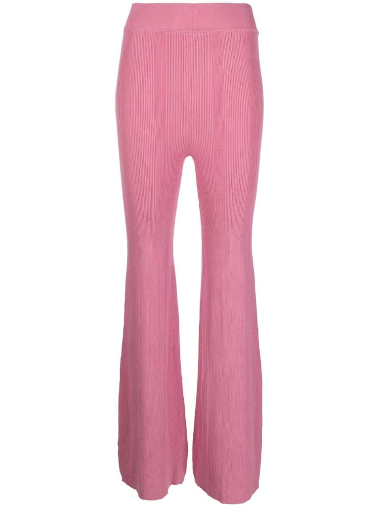 Pink Soleima Knit Flared Trousers