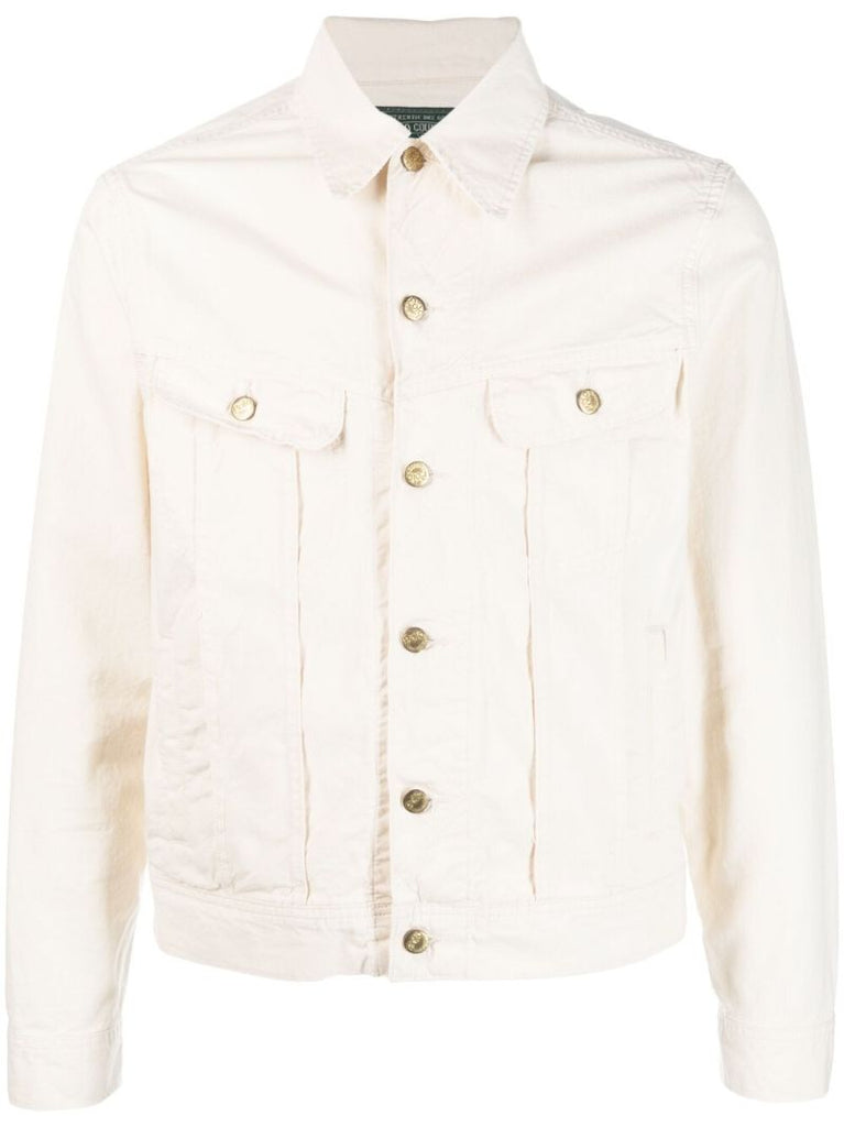White Chenille Logo Denim Jacket