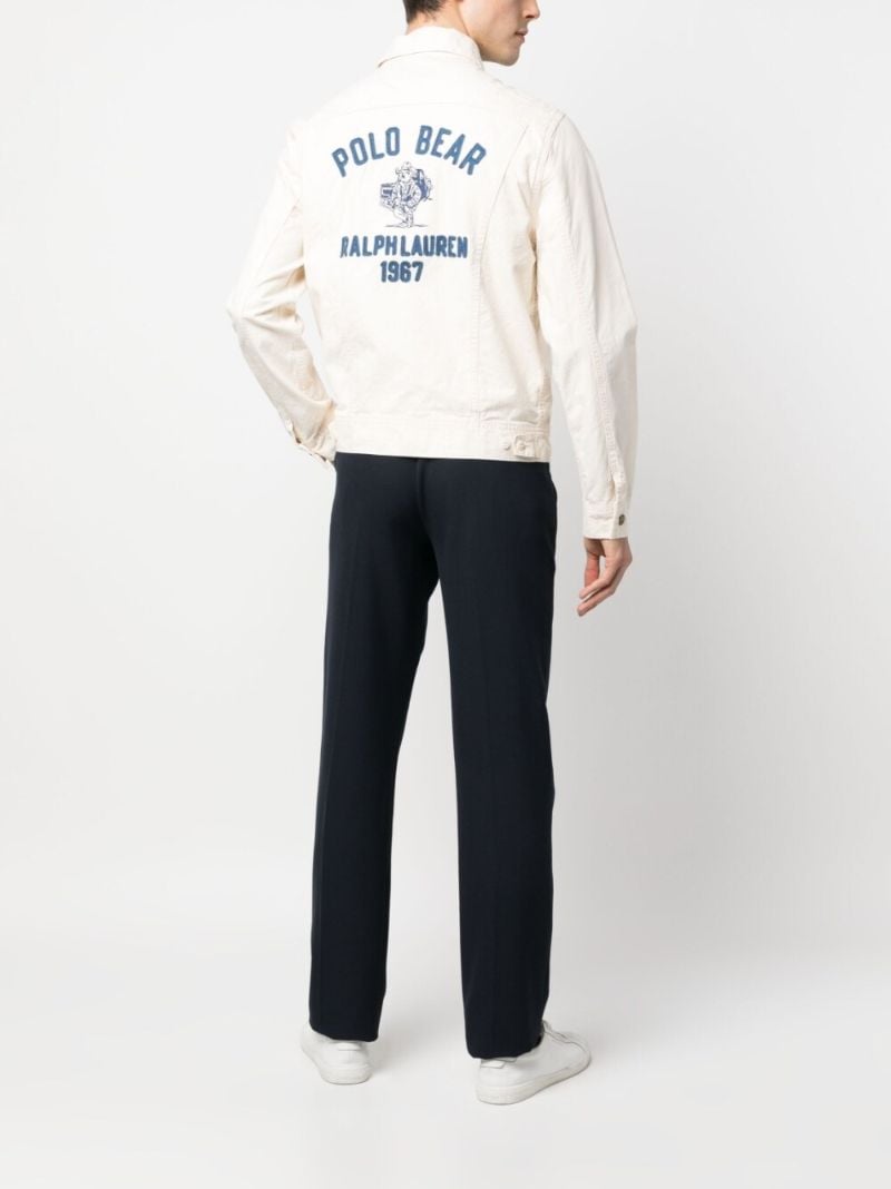 White Chenille Logo Denim Jacket