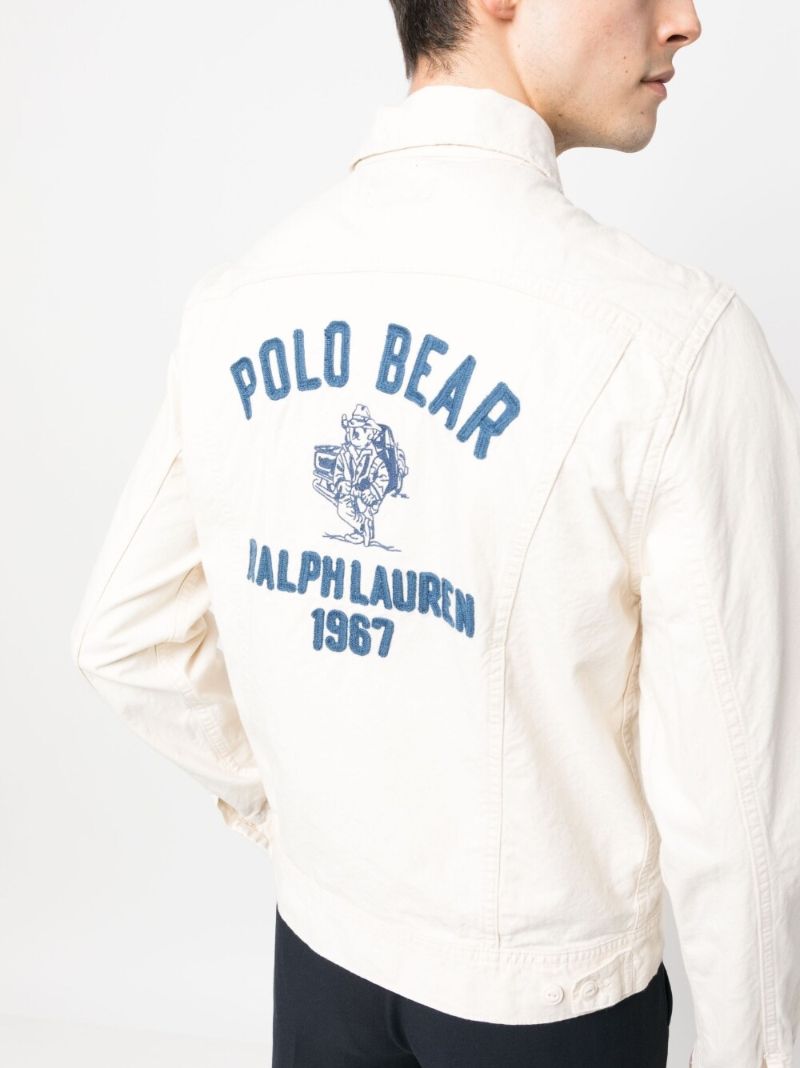 White Chenille Logo Denim Jacket