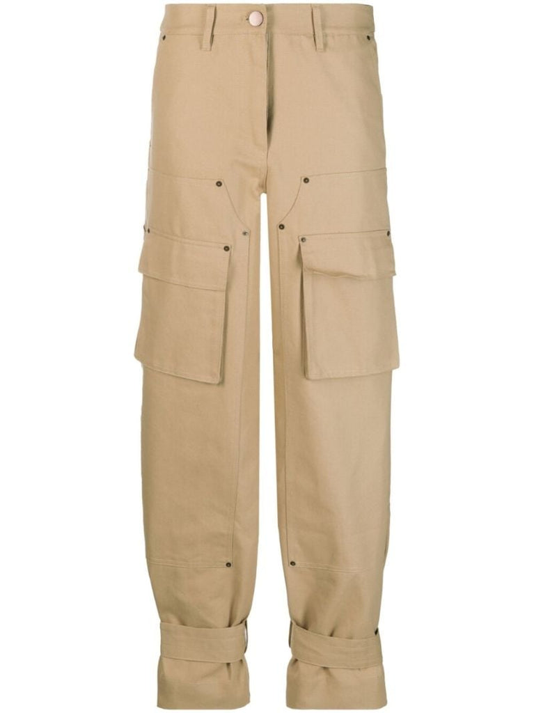 Neutral Canvas Cargo Trousers