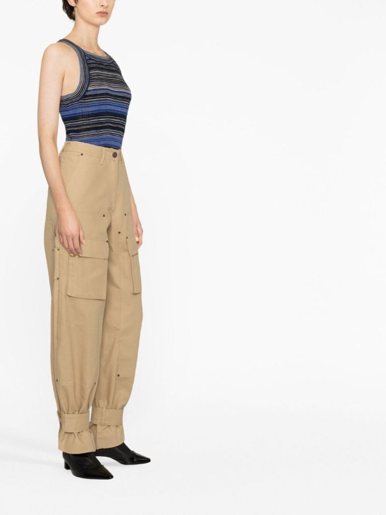 Neutral Canvas Cargo Trousers