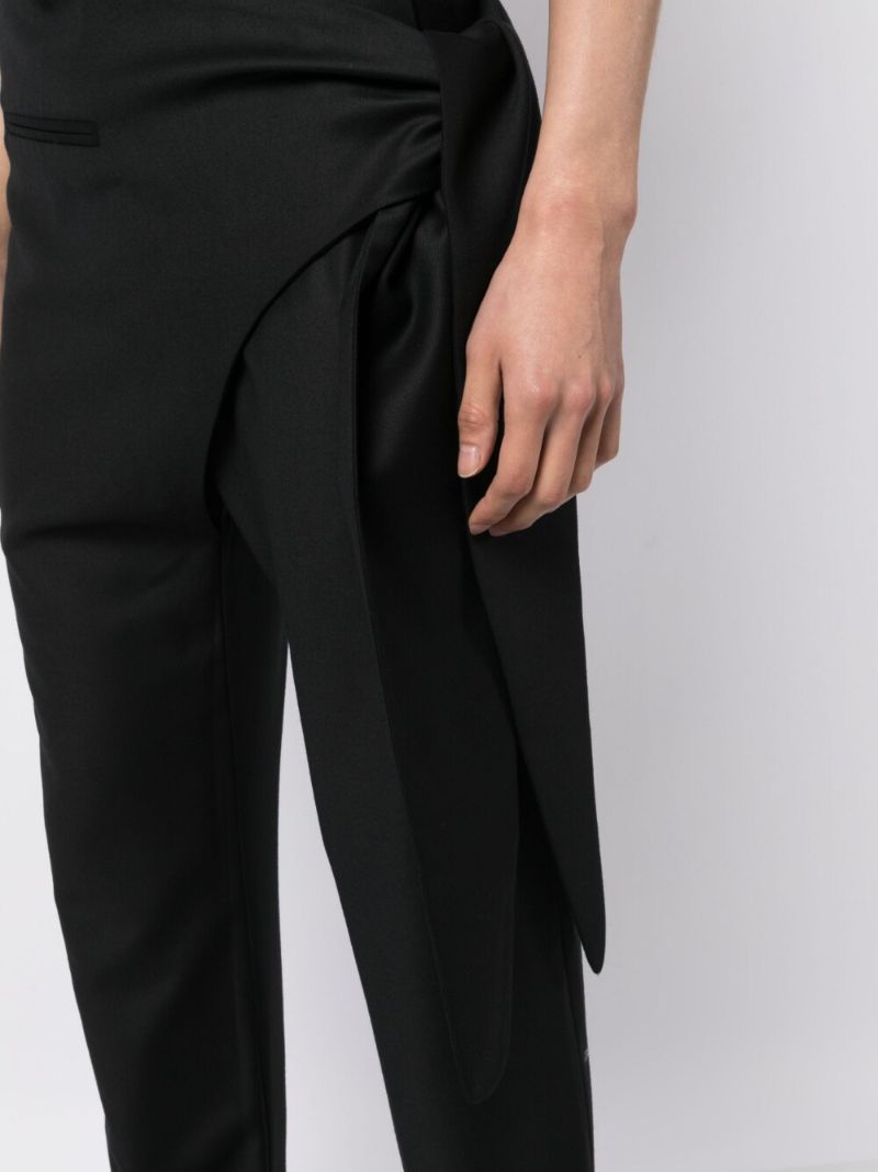 Black Tie Fastening Wool Trousers