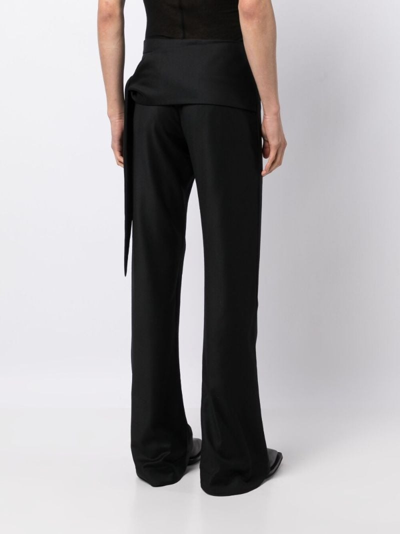 Black Tie Fastening Wool Trousers